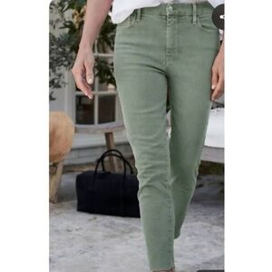 Frank & Eileen Sligo Skinny Jean Performance Denim Sage Green Cropped Raw Hem 31